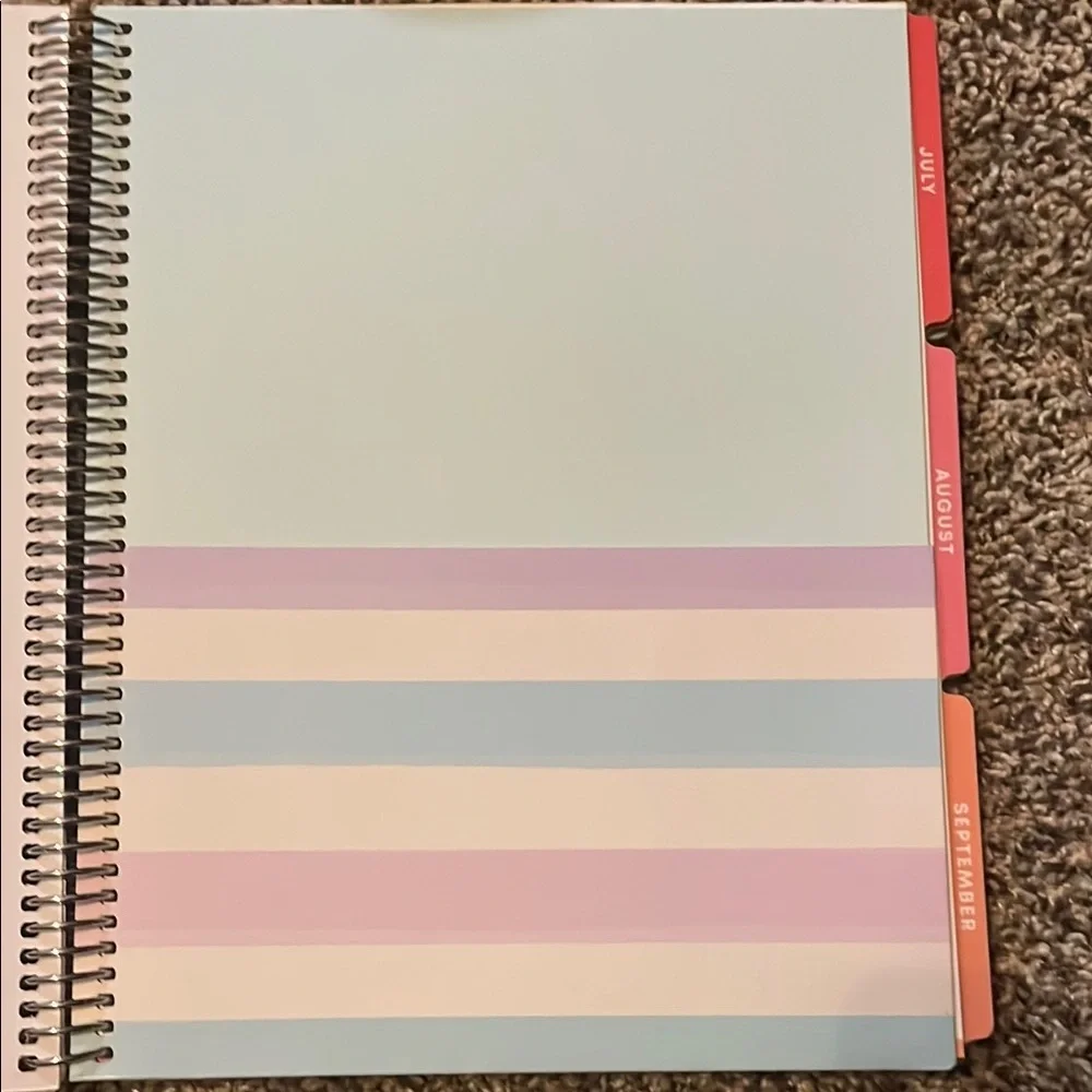 Pastel Striped Teacher Lesson Planning Calendar